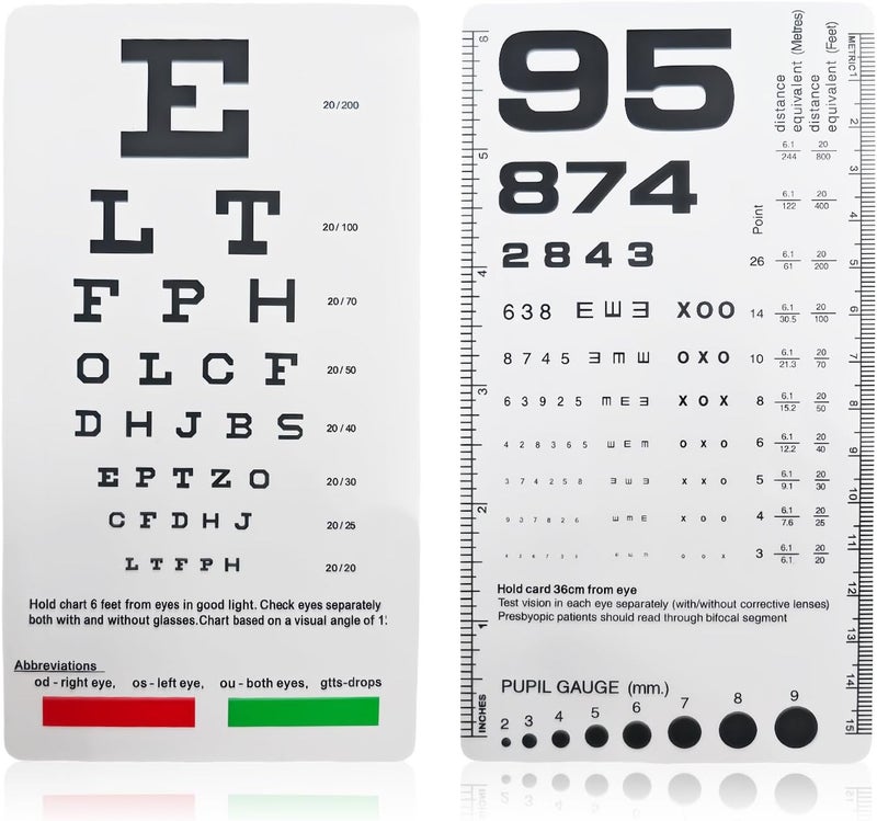 smrtcol Pocket Eye Chart Dual Sided Snellen & Rosenbaum Vision Tester for Home, Office, School Use(2 Pack) - Image 1